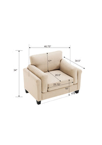 Modern Sofa Couch, 23'' Deep Seat Sectional Sofa For Living Room, Single Sofa, Boucl Couch Sofa, Khaki Chair Khaki Fabric