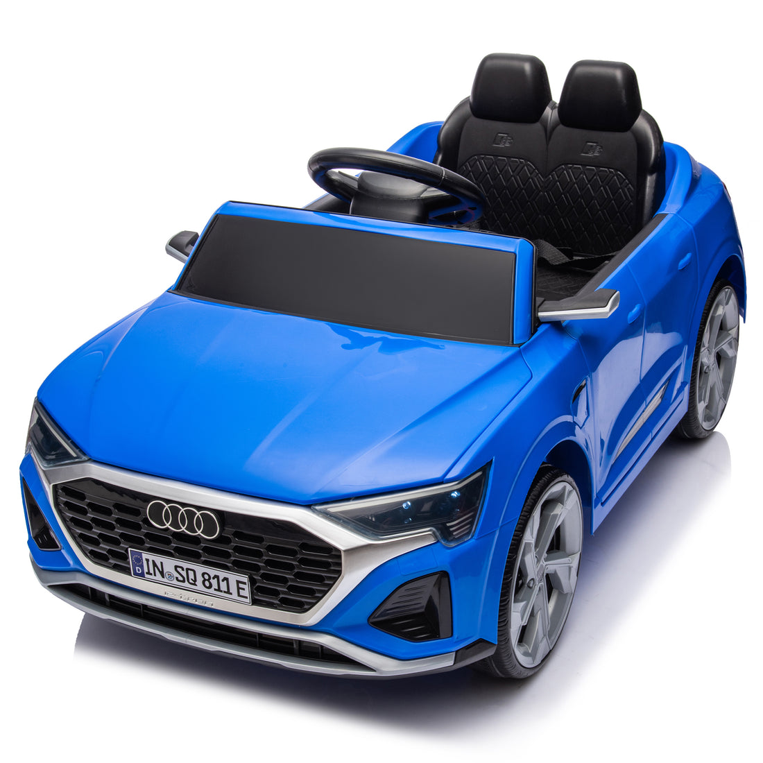 12V Kids Ride On Electric Car W Parents Remote Control,Licensed Audi Sq8 For Kids,Dual Drive,Suspension,Hanging Start,Three Speed Adjustable Music,Volume Control,Led Lights For Kids Aged 3 6. Blue