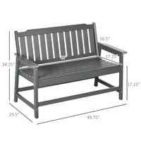 Outsunny Outdoor Bench, 2 Person Park Style Garden Bench With All Weather Hdpe, 704 Lbs. Weight Capacity Porch Bench With Slatted Back & Armrests, Dark Gray Dark Gray Plastic