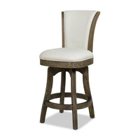 Henry 27 Armless Swivel Counter Height Bar Stool, Natural White Linen White Foam Linen