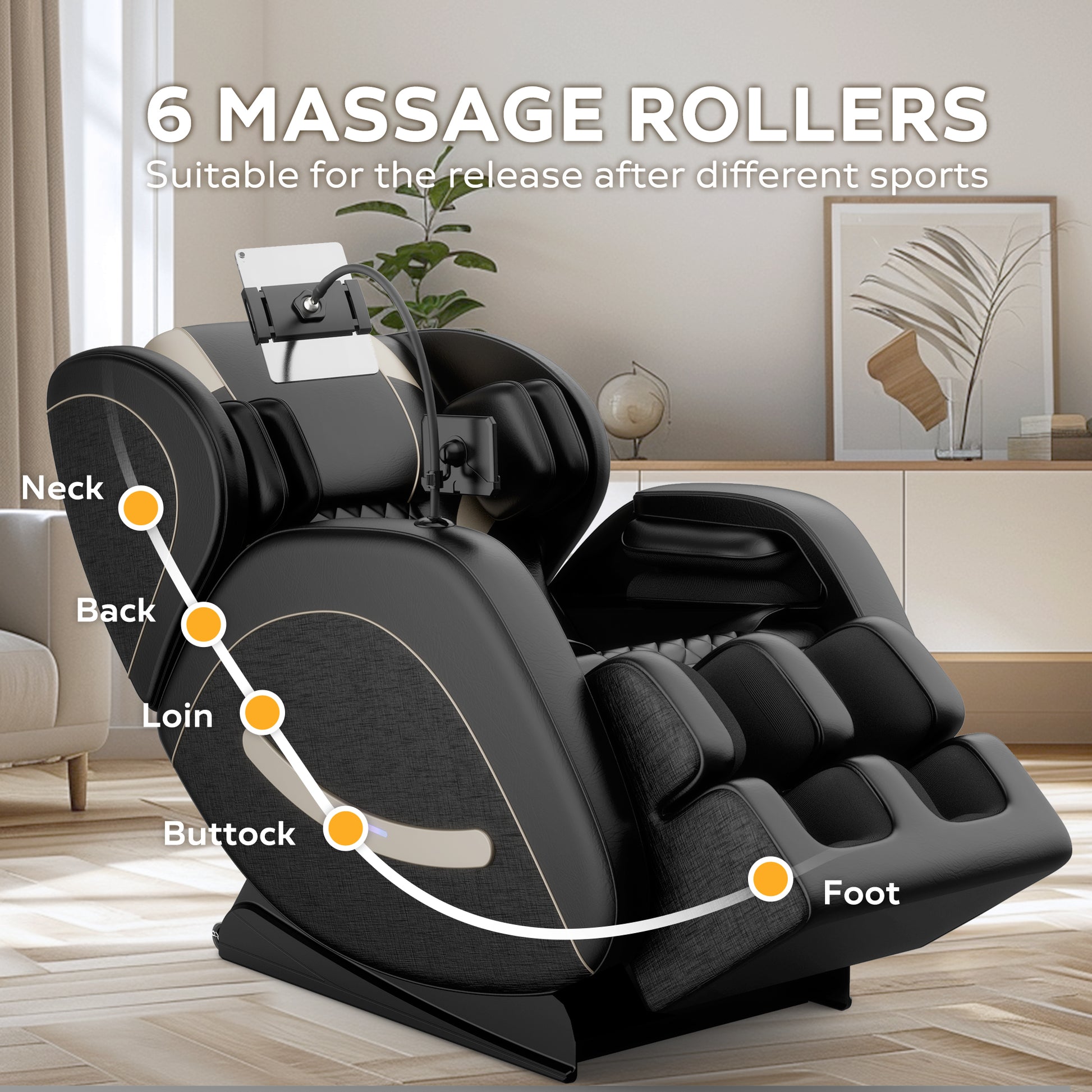 Massage Chair Recliner With Zero Gravity With Full Body Air Pressure Black Pu Leather