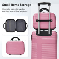 Luggage 4 Piece Set With Spinner Wheels, Hardshell Lightweight Suitcase With Tsa Lock,Checked Luggage,Pink 12 20 24 28In Pink Abs