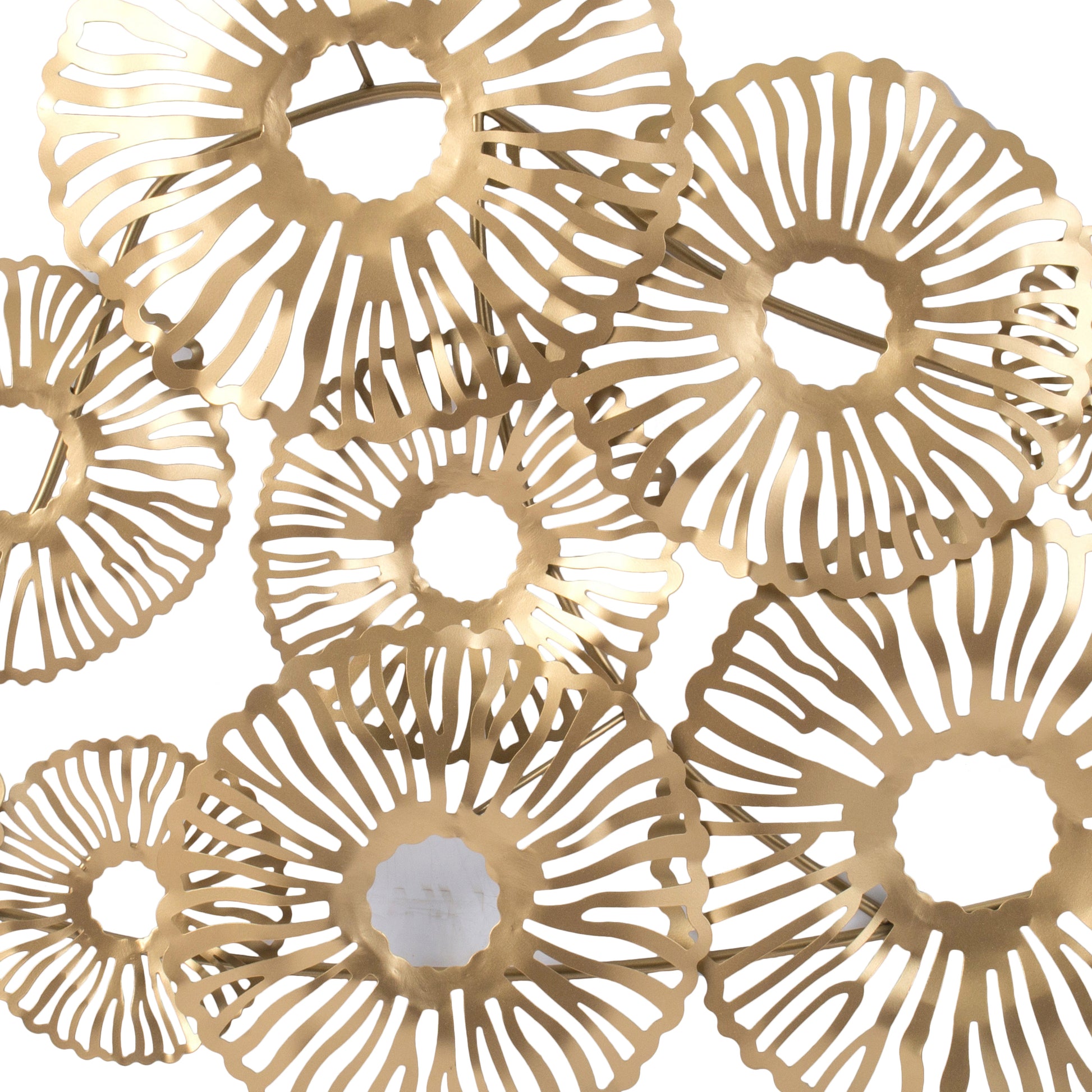 Contemporary Style Metal Wall Art With Coral Pattern Design, Gold Gold Metal
