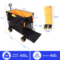 Big Large Capacity Folding Cart Extra Long Extender Wagon Cart Folding Wagon Garden Shopping Beach Cart Black Orange Black Garden & Outdoor Iron,Oxford Fabric