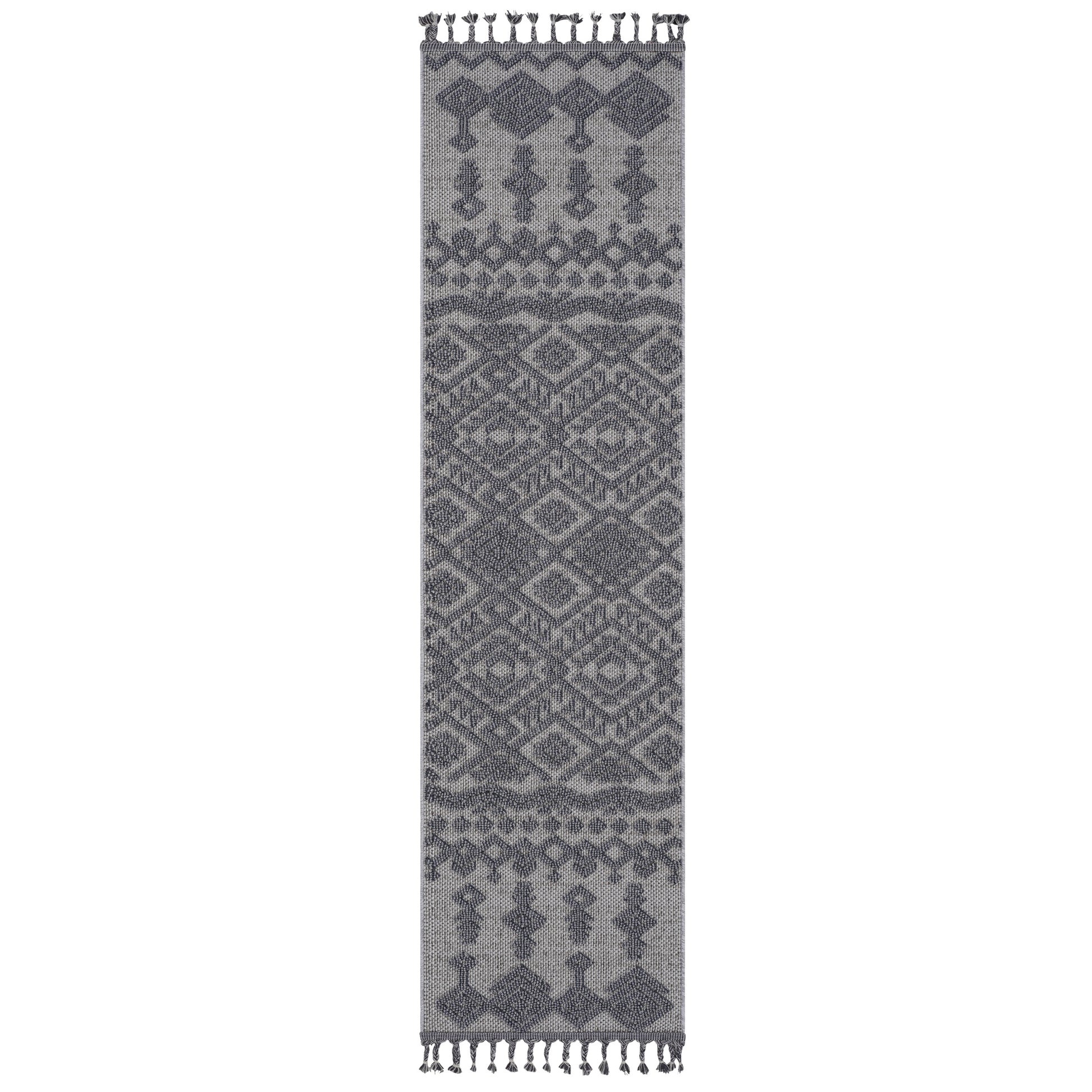 Naar Guros Collection 2X8 White Gray Traditional Indoor Outdoor Area Rug White Gray Polypropylene