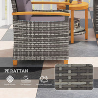 Outsunny 3 Pieces Patio Bistro Set Wooden With Cushions, Pe Wicker Patio Furniture Outdoor For Porch, Backyard, Garden, Gray Gray Rattan Metal