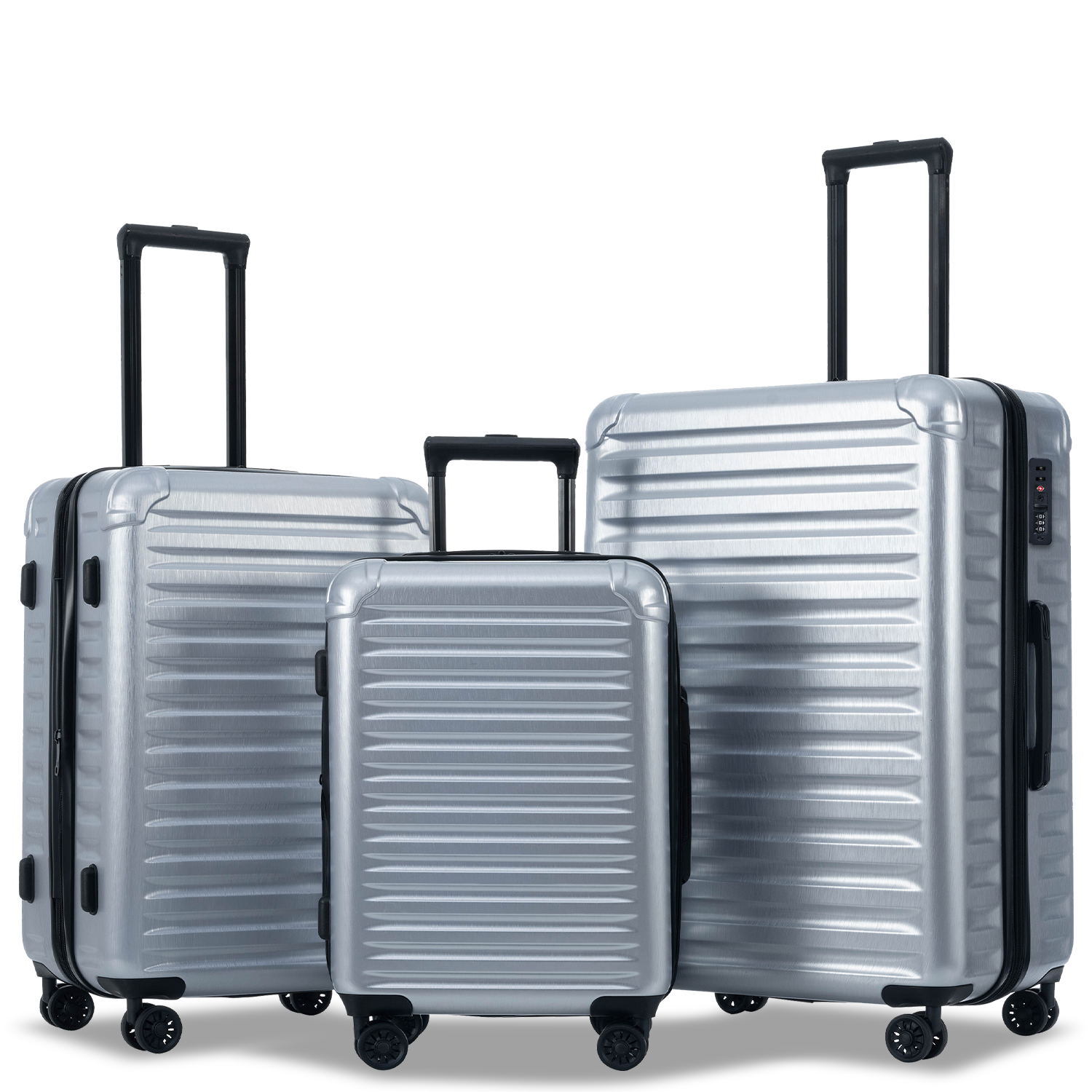 Luggage Sets Model Expandable Abs Pc 3 Piece Sets With Spinner Wheels Lightweight Tsa Lock 20 24 28 ,Silver Silver Abs Pc