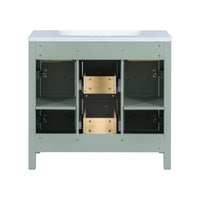 36" Bathroom Vanity Cabinet With Resin Integrated Sink 4 Drawers, 2 Doors Green Bathroom Solid Wood Mdf Resin