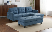 83.4" L Shaped Sofa Sectional Couch Sofa Bed With Two Usb Ports, A Movable Ottoman And A Reversible Chaise Lounge For Living Room, Navy Blue Navy Blue Foam Chenille 5 Seat