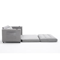 3 In 1 Upholstered Futon Sofa Convertible Sofa Bed,Foldable Tufted Loveseat With Pull Out Sleeper Couch Bed,Folding Mattres Beautiful Seat Daybed W Side Pockets And Cup Holder, Light Gray Light Gray Foam Fabric