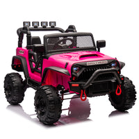 24V Kids Ride On 400W Electric Toy Car W Parents Control,Four Wheel Suspension,Front And Rear Led Searchlight,With Bluetooth,Mp3,Usb,Music,Volume Adjustment,Light Control And Power Display For Kids 3 Rose Red Polypropylene