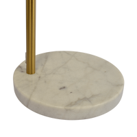 Ambient Arch Gold Brass Floor Lamp With Large Linen Shade Gold,White,White Marble Table&Floor Lamps Brass,Faux Marble,Linen