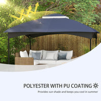 Outsunny 10' X 12' Gazebo Canopy Replacement, 2 Tier Outdoor Gazebo Cover Top Roof With Drainage Holes, Top Only , Dark Blue Blue Polyester