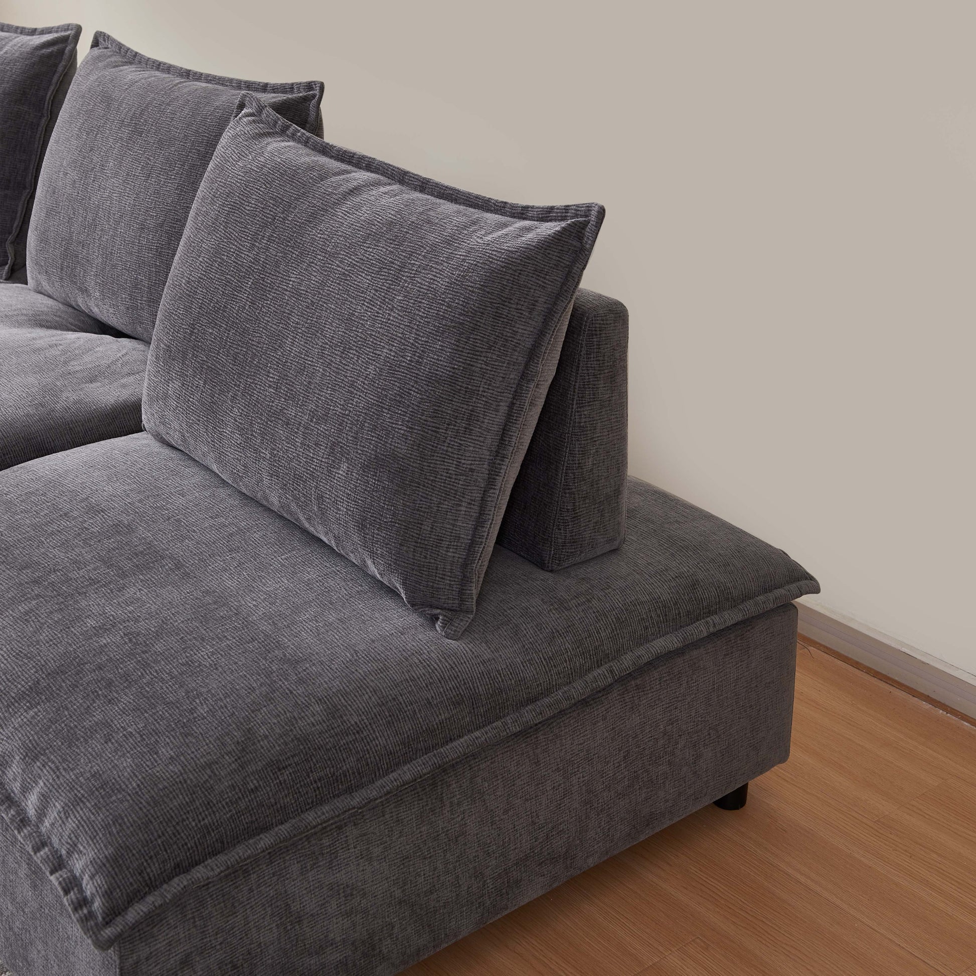 Modern 2 Seater Armless Sofa Couch For Living Room Modular Design, Ultra Soft Chenille Fabric, Easy Assembly, Sturdy Frame, Stylish And Comfortable Perfect For Apartments Gray Foam Chenille 2 Seat