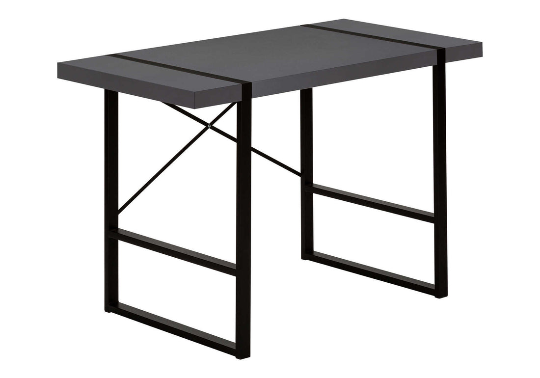 Computer Desk, Home Office, Laptop, 48"L, Work, Grey Laminate, Black Metal, Contemporary, Modern Grey Particle Board