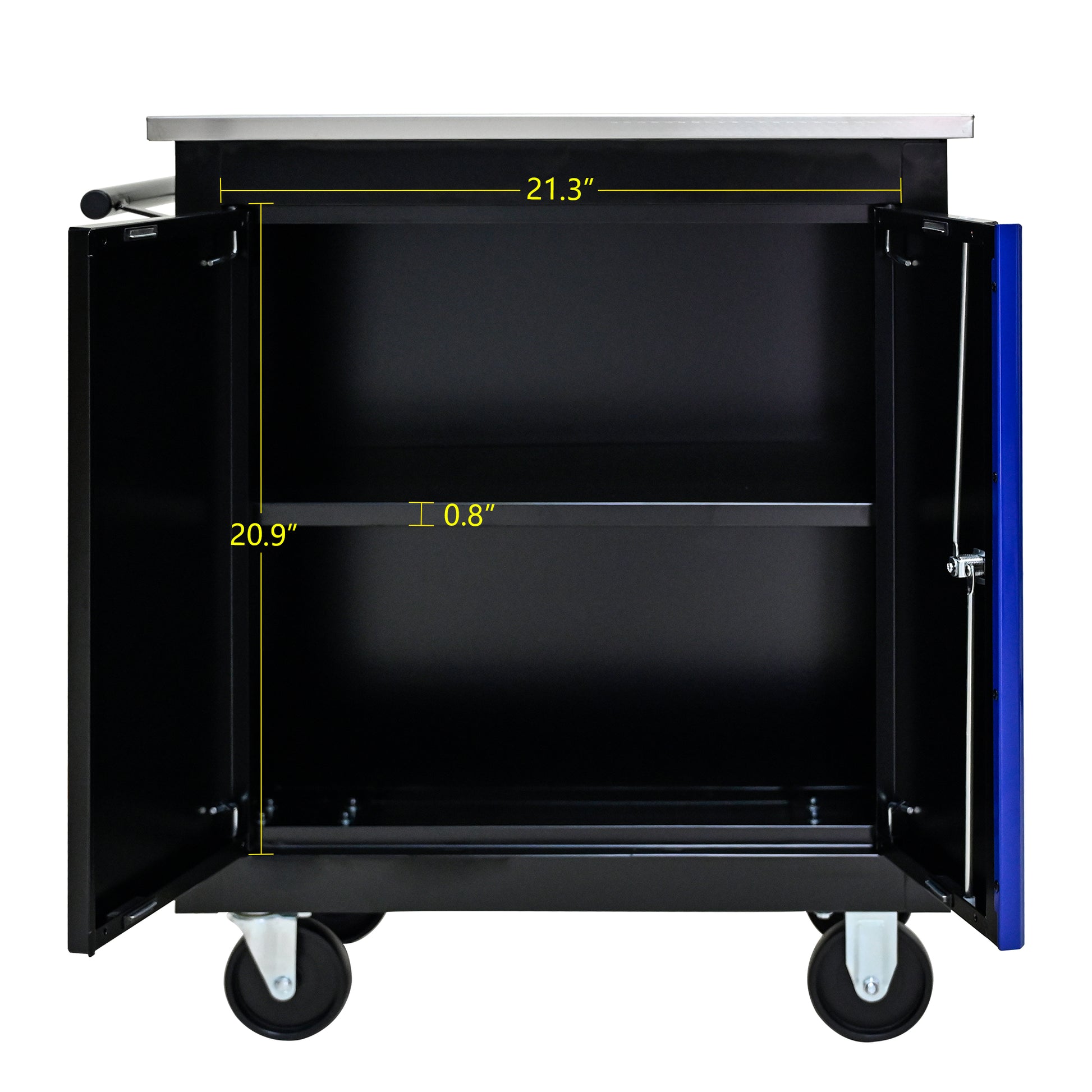 Double Door Clapboardl Multi Function Tool Cart Blak Blue Black Blue Steel