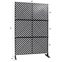 Outdoor & Indoor Privacy Screen Metal Privacy Screen 76" H 48" W, Freestanding Decorative Privacy Screen For Deck Balcony Patio, Privacy Fence Panels For Outside Lawn Garden Ps113 Black Black Steel