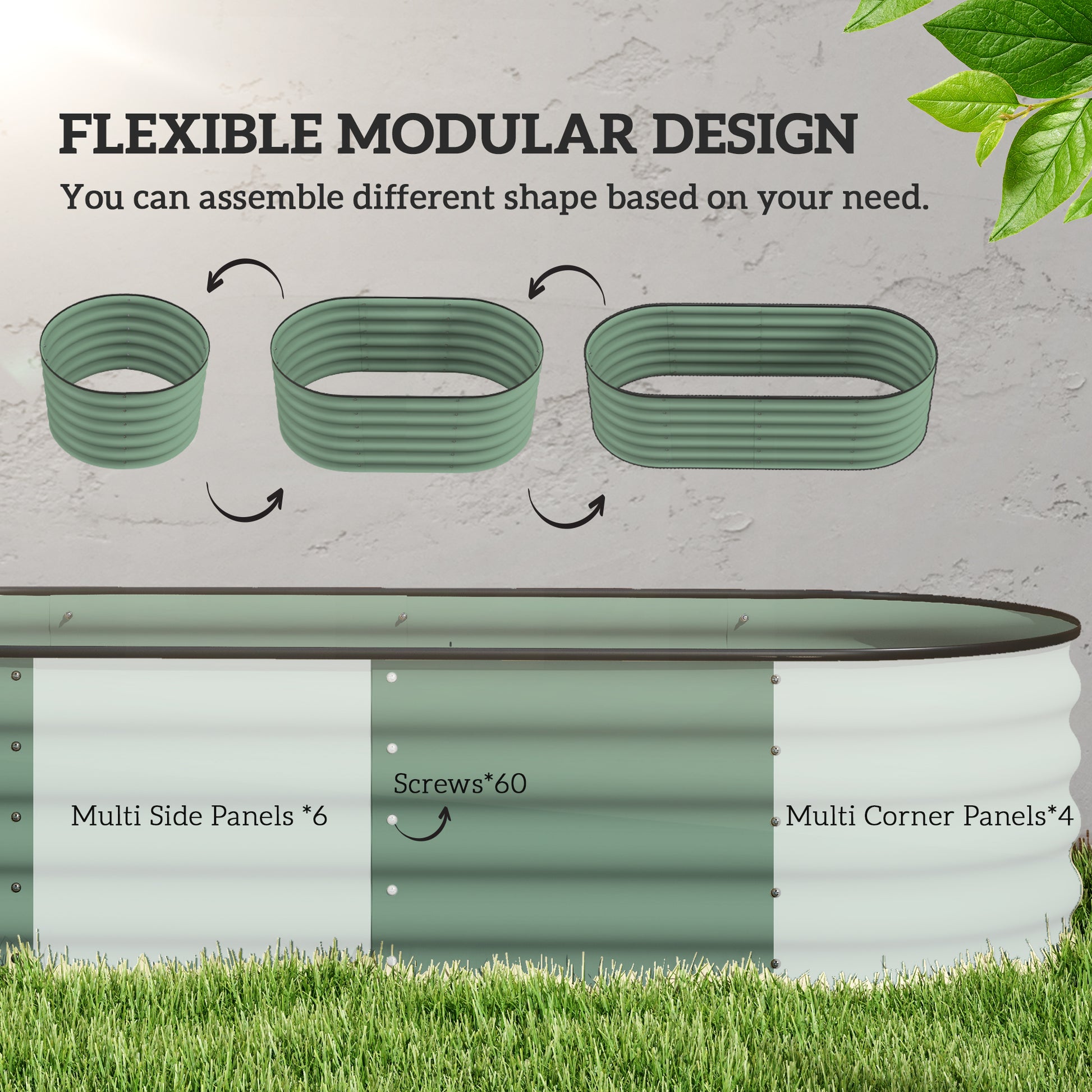 Outsunny 6.5' X 2' X 1.4' Galvanized Raised Garden Bed Kit, Outdoor Metal Elevated Planter Box With Safety Edging, Easy Diy Stock Tank For Growing Flowers, Herbs & Vegetables, Green Green Steel