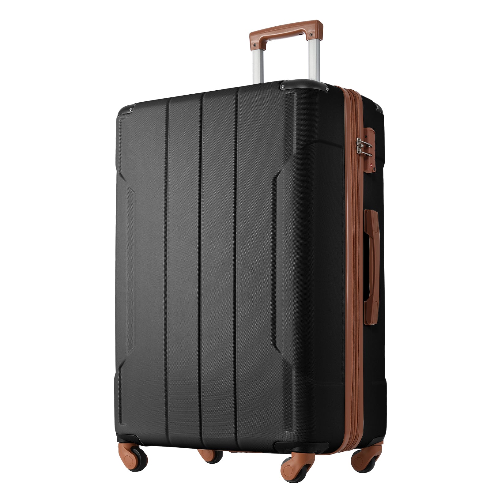 Hardshell Luggage Spinner Suitcase With Tsa Lock Lightweight Expandable 28'' Single Luggage Black Brown Abs