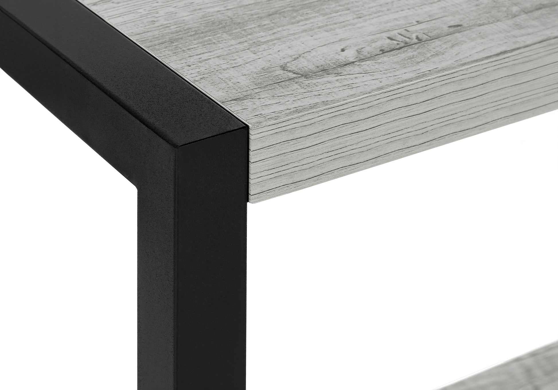 Accent Table, Side, End, Narrow, Small, 2 Tier, Living Room, Bedroom, Grey Laminate, Black Metal, Contemporary, Modern Grey Particle Board