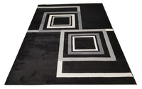 Jersey Area Rugs, Carpets For Livingroom, 5X7 Area Rugs ,1925 Black Rectangle 5&7 Black Grey Contemporary Abstract Polypropylene