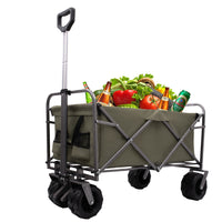 Outdoor Garden Park Utility Kids Wagon Portable Beach Trolley Cart Camping Foldable With Big Wheels Folding Wagon Army Green Garden & Outdoor Fabric Steel