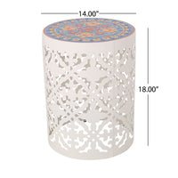 Castana Side Table White Mesh