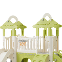 8 1 Toddler Climber And Slide Set,Kids Slide For Toddlers Age 1 , Kids Playground Climber Freestanding Slide Playset With Basketball Hoop, Play Combination For Babies,Indoor& Outdoor Green 150 199 Lbs Cute 1 To 2 Years Hdpe Indoor & Outdoor Use
