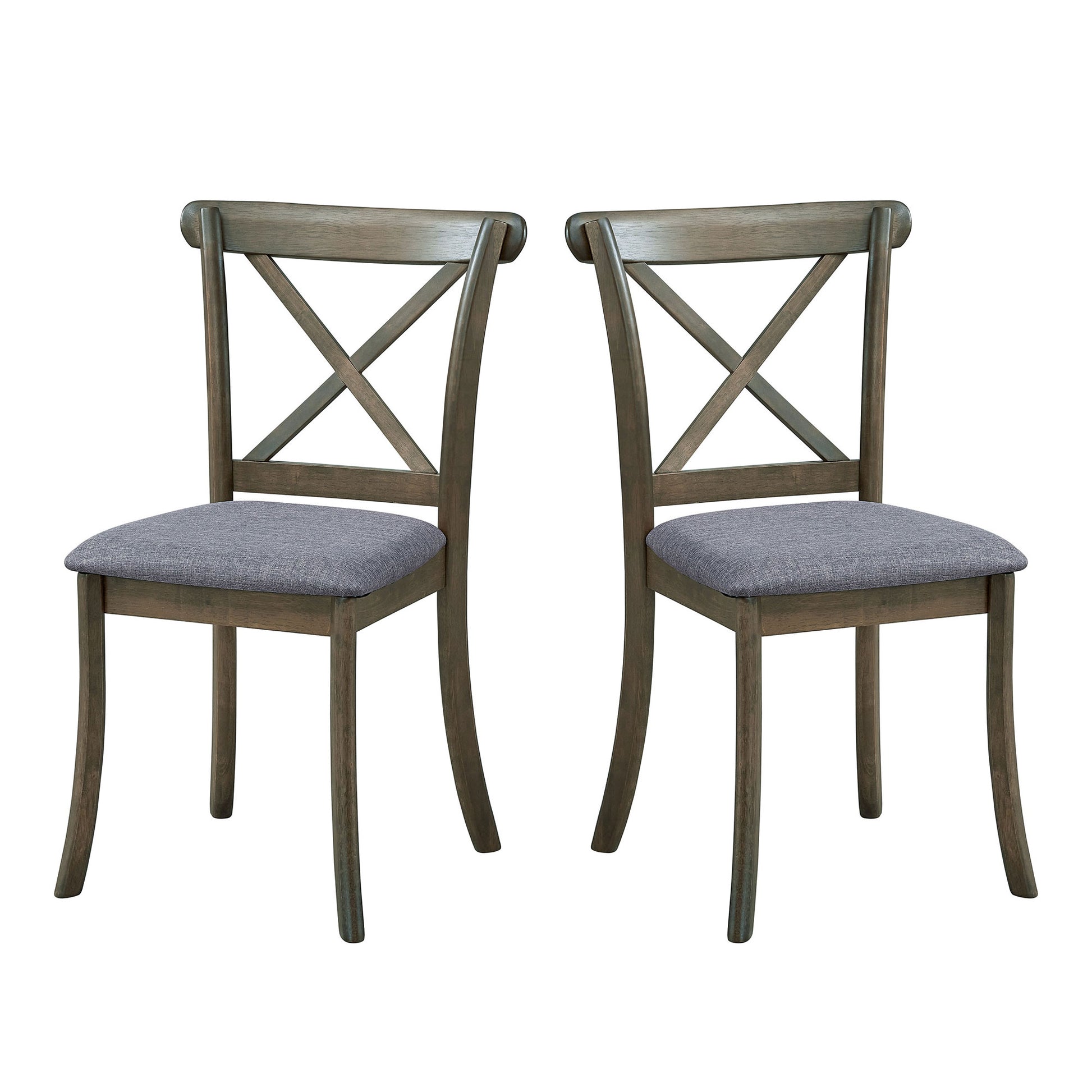 Wooden X Back Dining Chairs Set Of 2, Modern Fabric Upholstered Kitchen Side 2Pc Chairs, Cross Back Rubber Wood Farmhouse Dining Room Chair,Oak Oak Wood