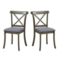 Wooden X Back Dining Chairs Set Of 2, Modern Fabric Upholstered Kitchen Side 2Pc Chairs, Cross Back Rubber Wood Farmhouse Dining Room Chair,Oak Oak Wood