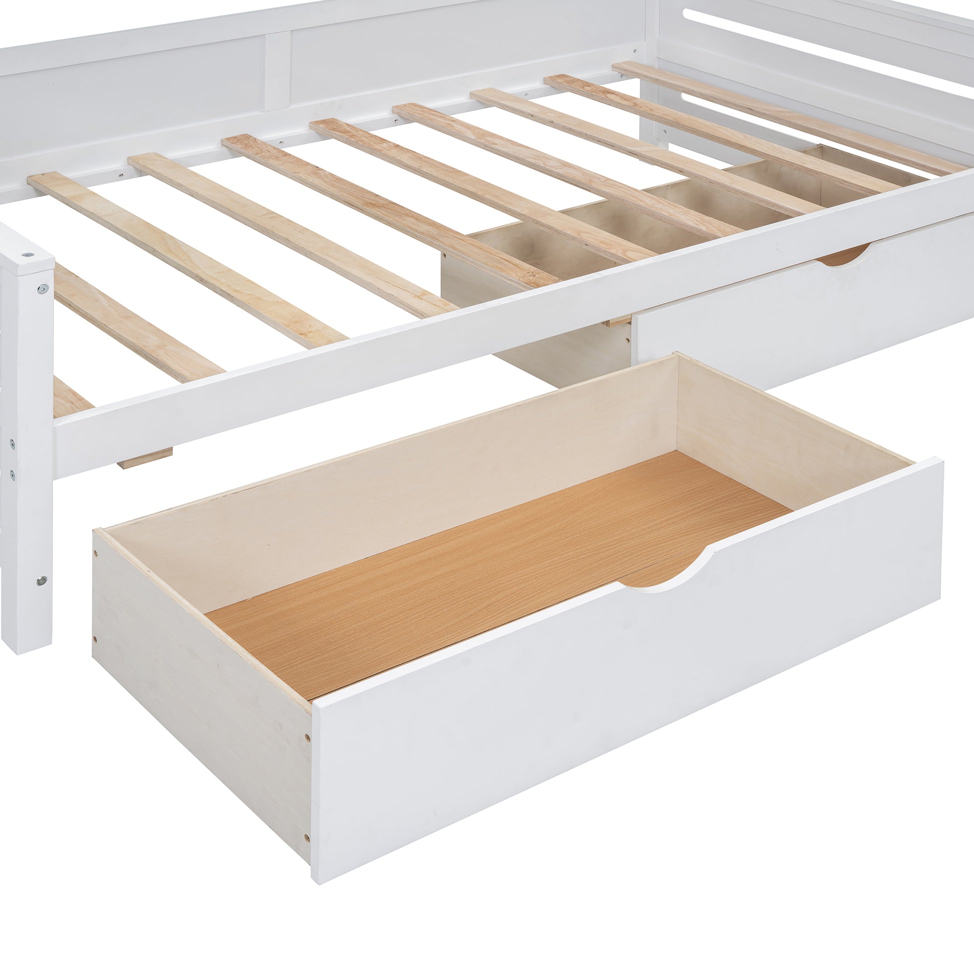 Twin Size Wooden Daybed With 2 Drawers, And All In One Cabinet And Shelf, White Twin White Wood