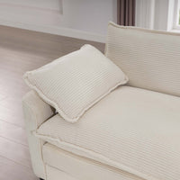 Oversized Modular Cushioned Sofa With 3 Ottomans, Modular Sofa Set To Work As Sleeper Sofa Bed6 Piece Sofa Set With One 3 Seater Sofa And Three Ottomans, Light Beige Corduroy Beige Corduroy 3 Seat