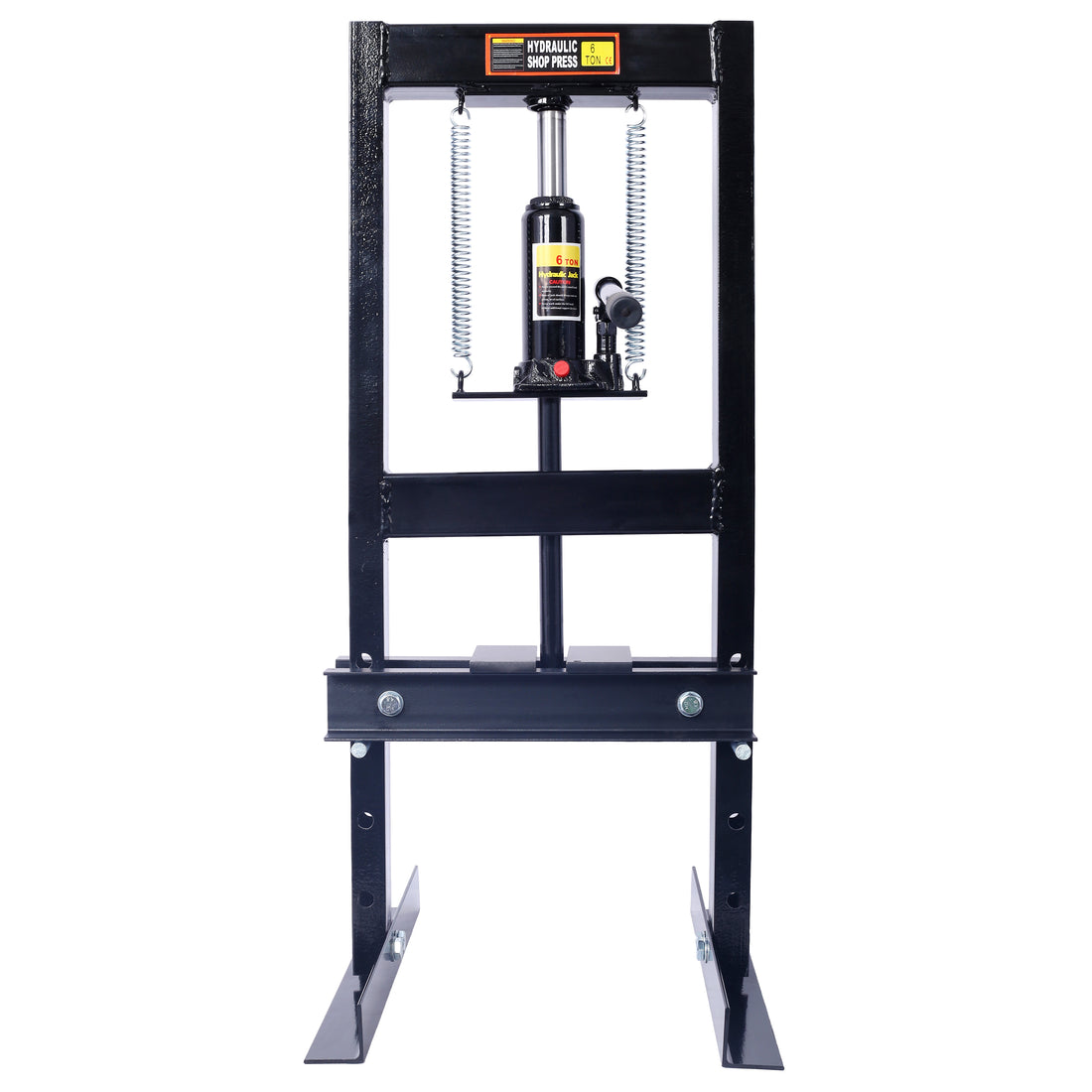 Hydraulic 6 Ton H Frame Garage Floor Adjustable Shop Press With Plates, 6T, Black Black Steel