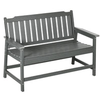 Outsunny Outdoor Bench, 2 Person Park Style Garden Bench With All Weather Hdpe, 704 Lbs. Weight Capacity Porch Bench With Slatted Back & Armrests, Dark Gray Dark Gray Plastic