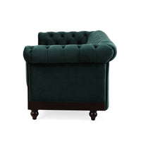 Vivalux 59.44" Chesterfield Velvet Loveseat Sofa,2 Person Rolled Arm Dutch Plush Upholstered Sofa Couch With Tufted Button For Living Room, Bedroom, Small Places,Forest Green Dark Green Espresso Velvet Wood Primary Living Space Soft Tufted Back