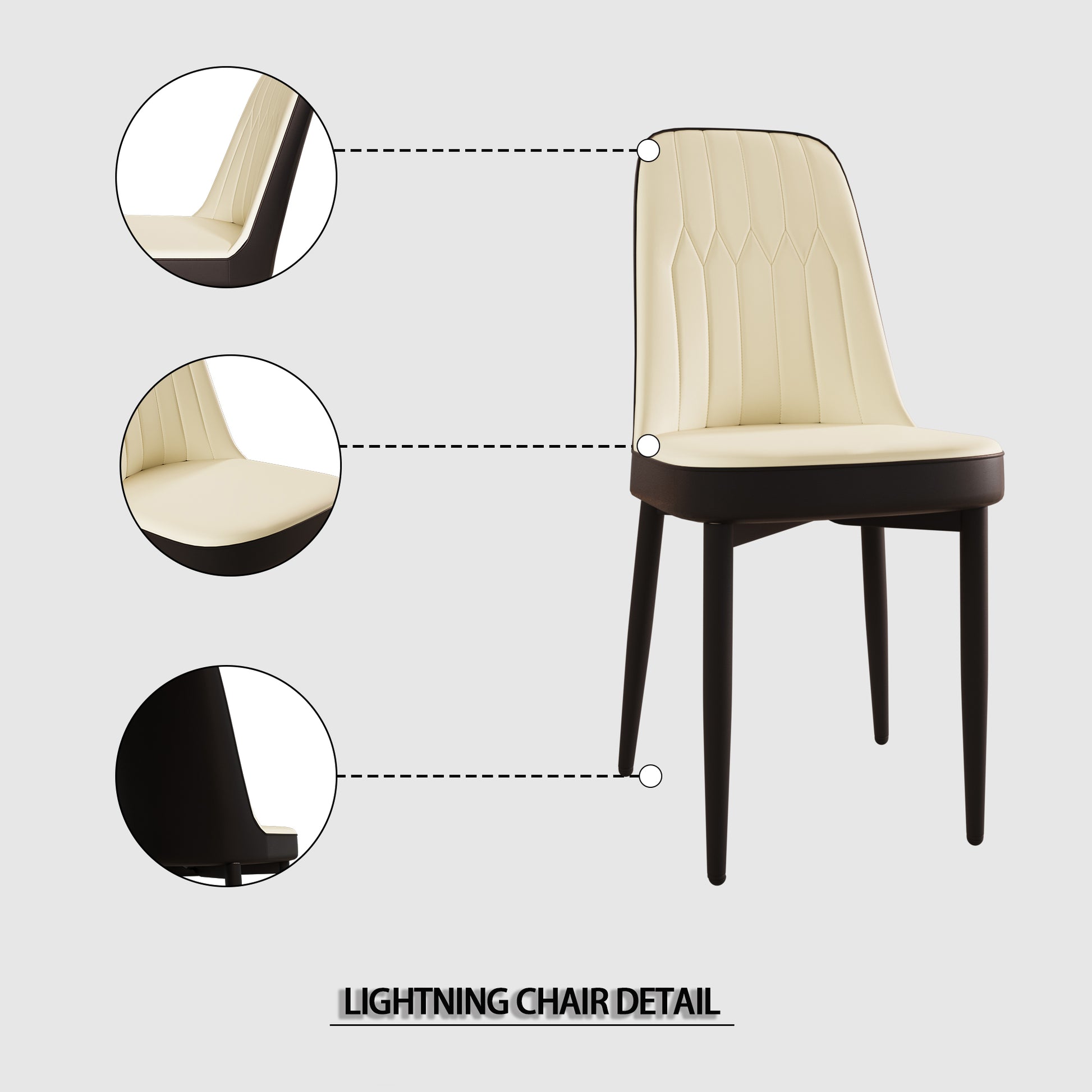 An Expandable Dining Table Set For 2 6 People, Equipped With Pu Fabric Thick Cushioned Dining Chairs And An Elegant And Spacious Dining Tablekitchen Table And Chair Set, With Black Metal Legs Beige