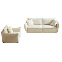 3 Seater 1 Seater Combo Sofa Modern Living Room Sofa, Linen Fabric Sofa, Wooden Frame With 3 Pillows, Apartment Sofa Furniture Beige Chenille Wood Primary Living Space Pine Foam Fabric 4 Seat