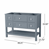 49'' Bathroom Vanity With Marble Top & Ceramic Sink, Open Shelf, 5 Drawers, Gray Same As N759S999002E Grey Plywood