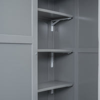 Full Size Bunk Bed With Wardrobe,Desk And Shelves,Grey Grey Mdf Lvl