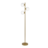 Brilliance Modern Gold Brush Floor Lamp, Opal Glass Shades And Round Metal Base Clear,Gold Table&Floor Lamps Brass,Glass