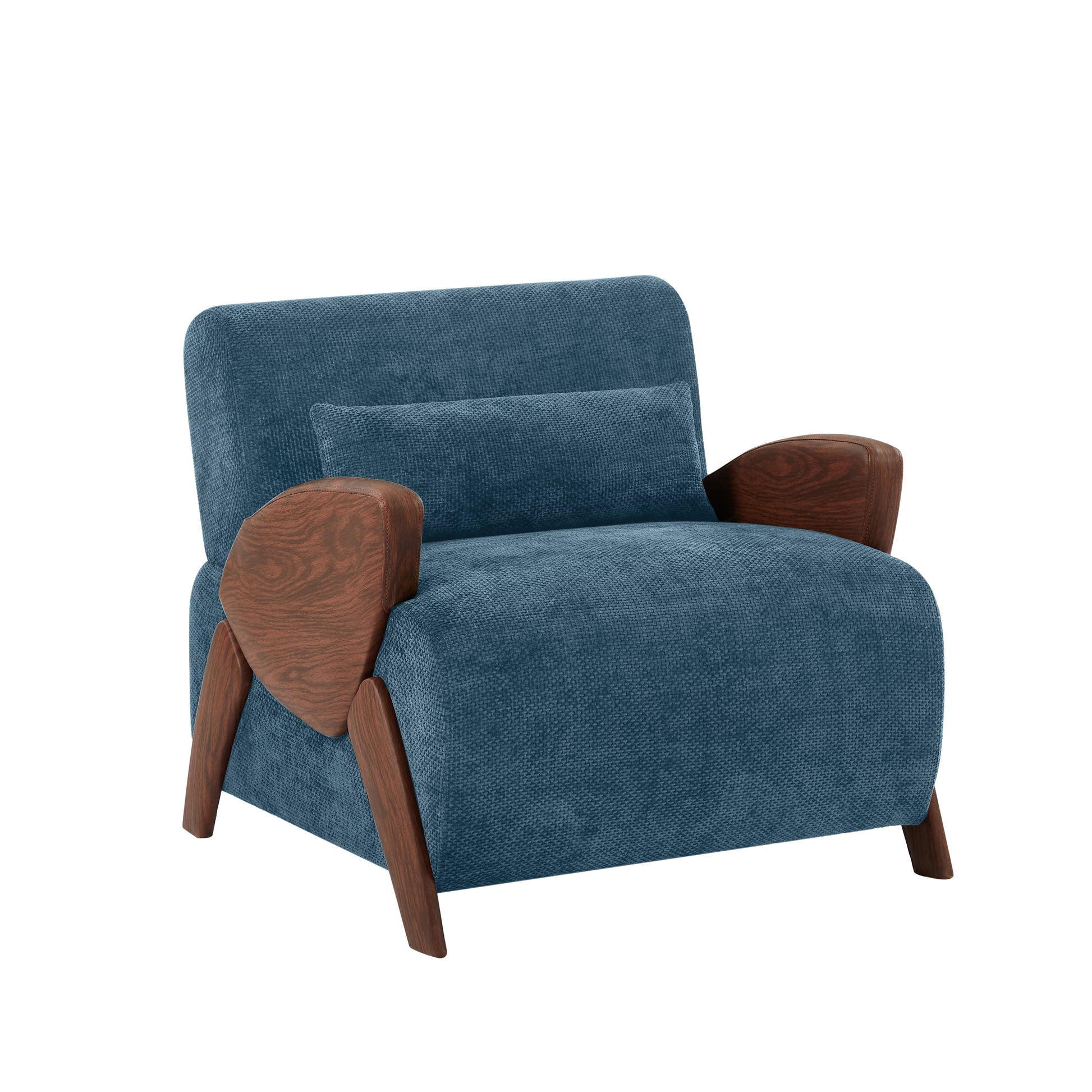 Modern Accent Armchair With Plush Cushioning, Comfortable Armrests, And Stylish Design For Living Room, Bedroom, Or Office Blue Chenille