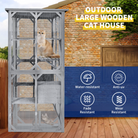 Catio Outdoor Cat Enclosure With Roof 72" Height Cat Wooden House Large Cat Cage With 3 Jumping Platforms And 2 Napping Houses For Cat Activity Grey Grey Outdoor Kennel Wood