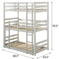 Light Grey Twin Triple Bunk Bed Light Grey Gray Bedroom Wood