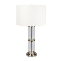 Echo Brushed Nickel Table Lamp With On Off Switch Clear Glass Body Metal Base Brushed Nickel,Clear,White Table&Floor Lamps Glass,Metal
