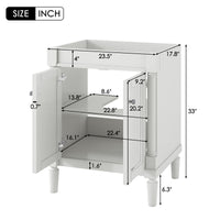 24'' Bathroom Vanity Without Sink, 2 Tier Modern Bathroom Storage Cabinet, Single Sink Bathroom Vanity, Large Storage Shelves Not Include Basin Sink White 2 Adjustable Hinges Bathroom Freestanding Modern Mdf Painted