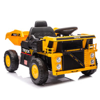 12V Kids Ride On Dump Truck W Parents Control,2Wd,Rear Wheel Suspension,Electric Dump Bed And Extra Shovel,Multimedia Function With Bluetooh And Music,Volume&Speed Adjustment,Led Light For Kids 3 5. Yellow Polypropylene