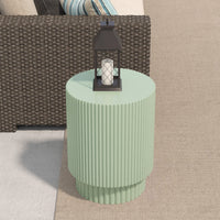 19.9 Inch H Shaped Barrel Coffee Table, Nordic Style, Simple Design, Suitable For Indoor And Outdoor Use, Made Of Magnesium Oxide, Suitable For Living Room, Bedroom Or Garden Sofa Light Green