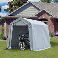 Outsunny 6' X 8' Carport Portable Garage, Heavy Duty Storage Tent, Patio Storage Shelter W Anti Uv Pe Cover And Double Zipper Doors, For Motorcycle Bike Garden Tools, Light Gray Light Grey Steel