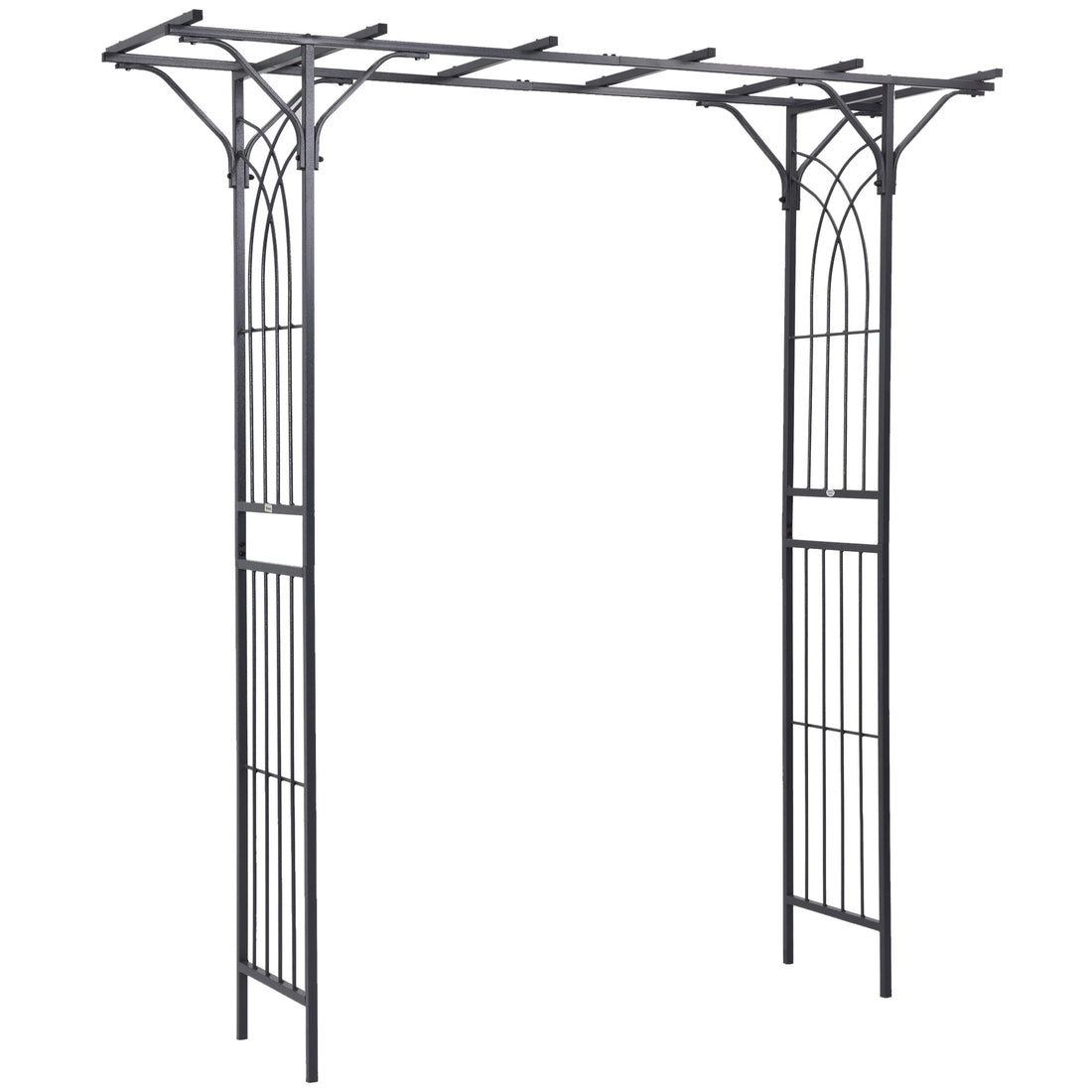 Outsunny 82'' Decorative Metal Garden Trellis Arch With Durable Steel Tubing & Elegant Scrollwork, Perfect For Weddings Gray Metal