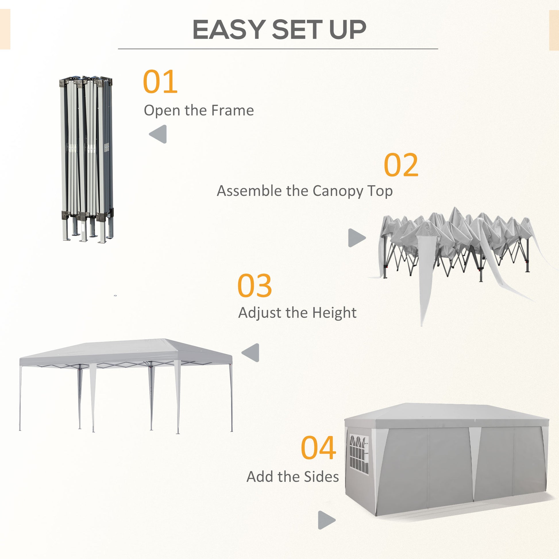 Outsunny 19 X 10' Pop Up Canopy Tent With 6 Removable Sidewalls, 4 Windows, Large Ez Up Canopy With Adjustable Height, Instant Shelter Gazebo For Outdoor Events, Party, Wedding, Gray Gray Steel